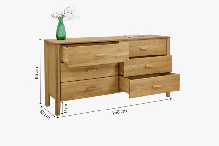 Tömör tölgyfa fiókos komód  - 9