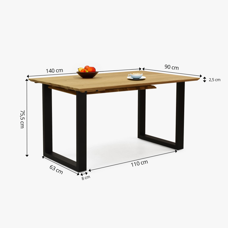 Tömör tölgyfa asztal, bővíthető 140 (+50 cm) x 90 cm  - 15