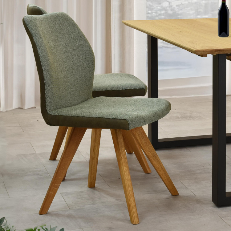 SZÉK ZÖLD SZÖVETTEL, FA LÁBAKKAL  - 1