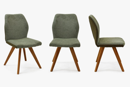 SZÉK ZÖLD SZÖVETTEL, FA LÁBAKKAL  - 5