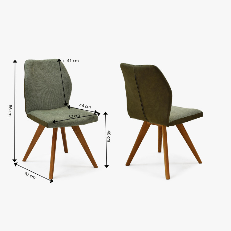 SZÉK ZÖLD SZÖVETTEL, FA LÁBAKKAL  - 7