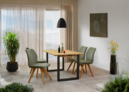 SZÉK ZÖLD SZÖVETTEL, FA LÁBAKKAL  - 10