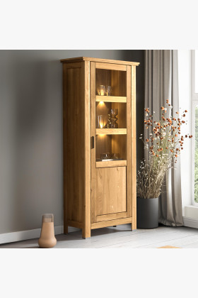 Tömör tölgyfa egyszerű ajtós vitrin jobb oldali, rusztikus design