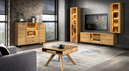 Fali panel tölgyfából polcokkal  - 1