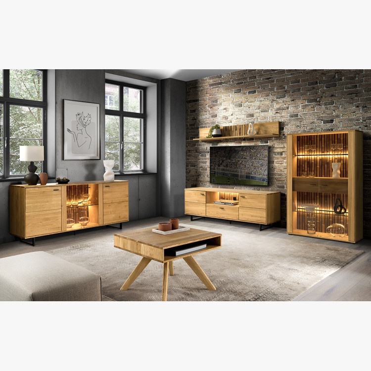 Fali panel tölgyfából polcokkal  - 6