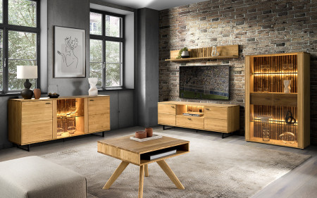 Fali panel tölgyfából polcokkal  - 6