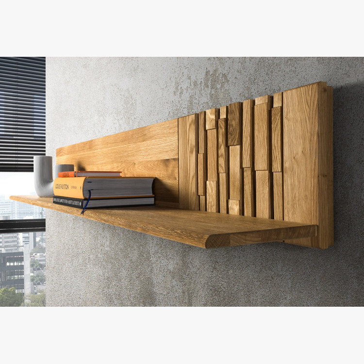 Fali panel tölgyfából polcokkal  - 9