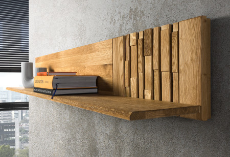 Fali panel tölgyfából polcokkal  - 9