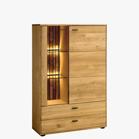 Magas fa komód üveggel  - 0