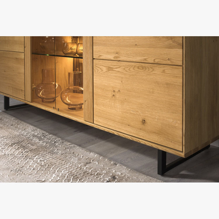 Magas fa komód üveggel  - 11