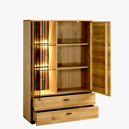 Magas fa komód üveggel  - 12