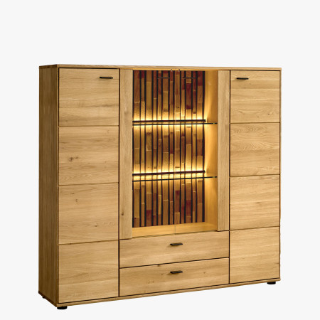 Tölgyfa tálalószekrény ajtókkal és fiókokkal  - 0