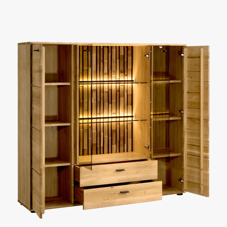 Tölgyfa tálalószekrény ajtókkal és fiókokkal  - 12