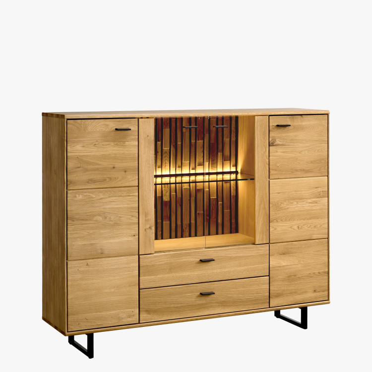 Tölgyfa tálalószekrény fém lábakkal  - 0