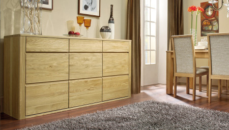 Hosszú tölgyfa komód, Nice 49, bianco tölgy színben  - 5