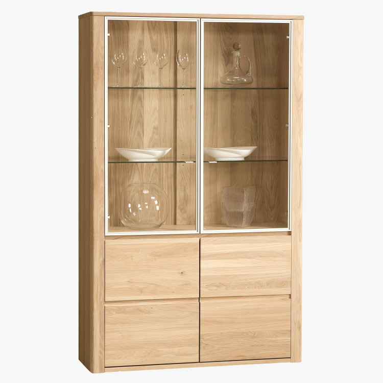 Kétajtós vitrin tölgyfából, Nice 12 tölgy bianco  - 0