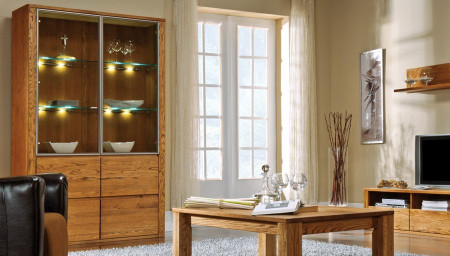 Kétajtós vitrin tölgyfából, Nice 12 tölgy dió  - 2