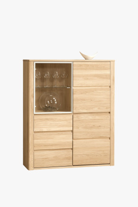 Tölgyfa vitrin üveggel, Nice 45 bianco tölgy  - 0