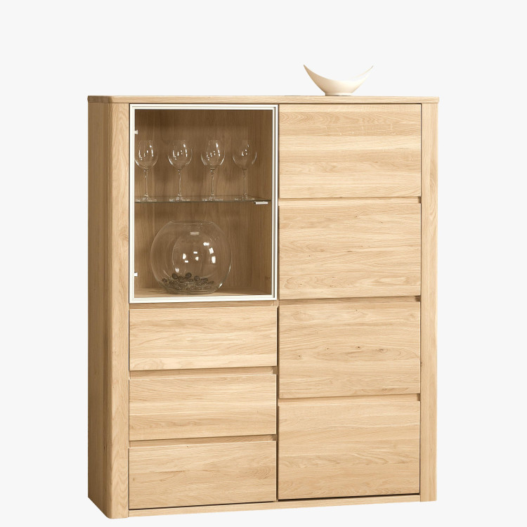 Tölgyfa vitrin üveggel, Nice 45 bianco tölgy  - 0