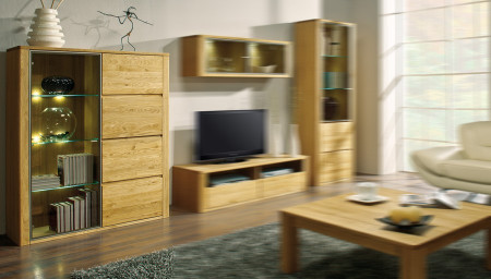 Modern vitrin a nappaliba, Nice 46 bianco tölgy  - 2