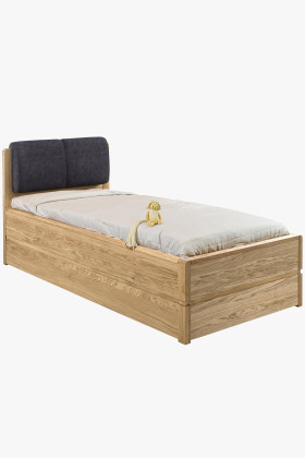 Tölgyfa franciaágy tárolóval 90x200 cm kényelmes alváshoz