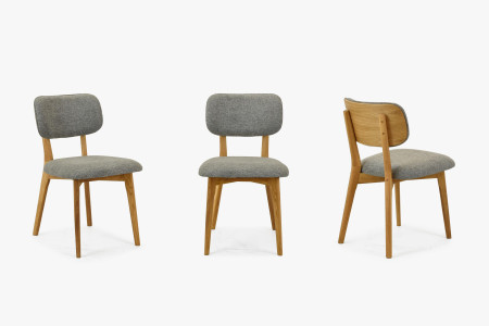 Tömör tölgy kárpitozott szék - szürke színű  - 4