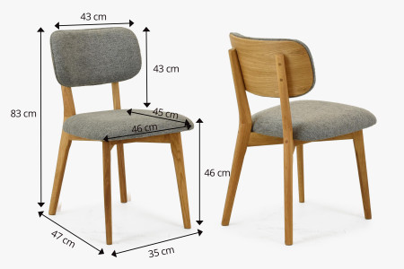 Tömör tölgy kárpitozott szék - szürke színű  - 5