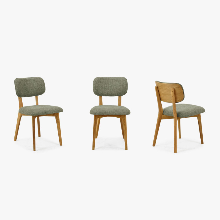 Tölgyfa kárpitozott szék - zöld színű  - 7