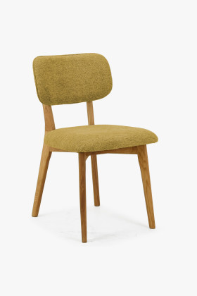 Tölgyfa kárpitozott szék sárga, mustárszínű, EasyClean huzattal