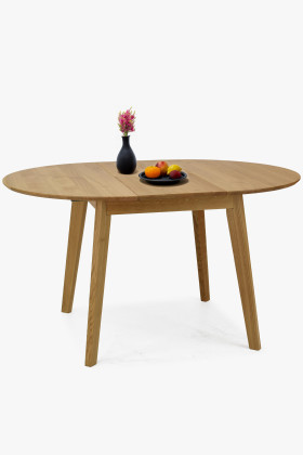 Fa tölgyfa kerek asztal kihúzható, matt lakkozású  - 0