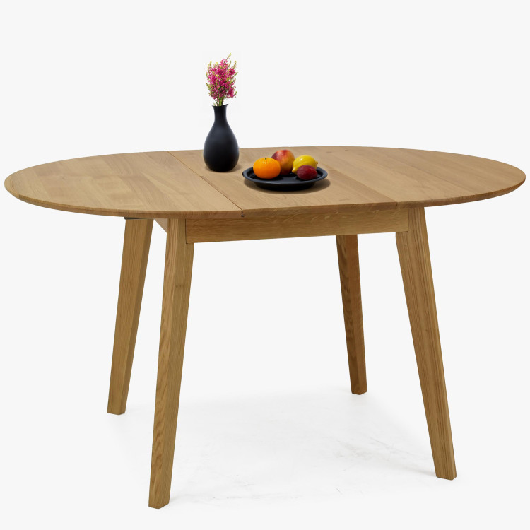 Fa tölgyfa kerek asztal kihúzható, matt lakkozású  - 0