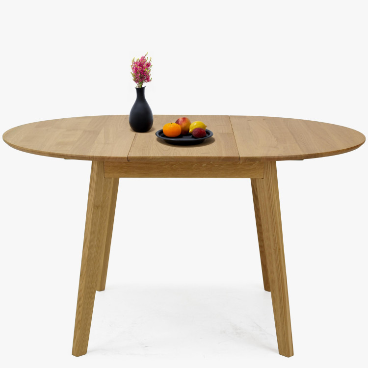 Fa tölgyfa kerek asztal kihúzható, matt lakkozású  - 2