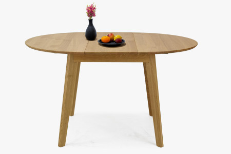 Fa tölgyfa kerek asztal kihúzható, matt lakkozású  - 3