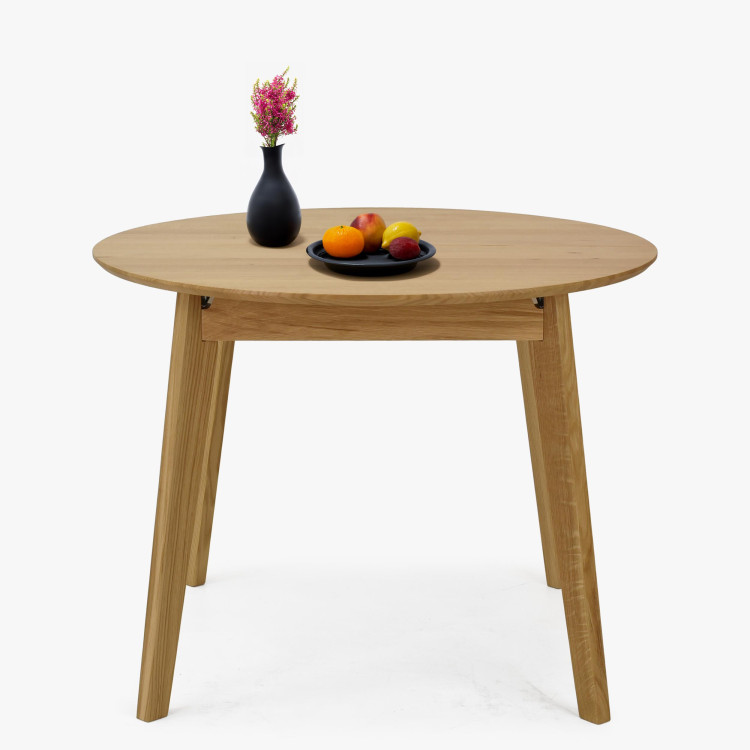 Fa tölgyfa kerek asztal kihúzható, matt lakkozású  - 5