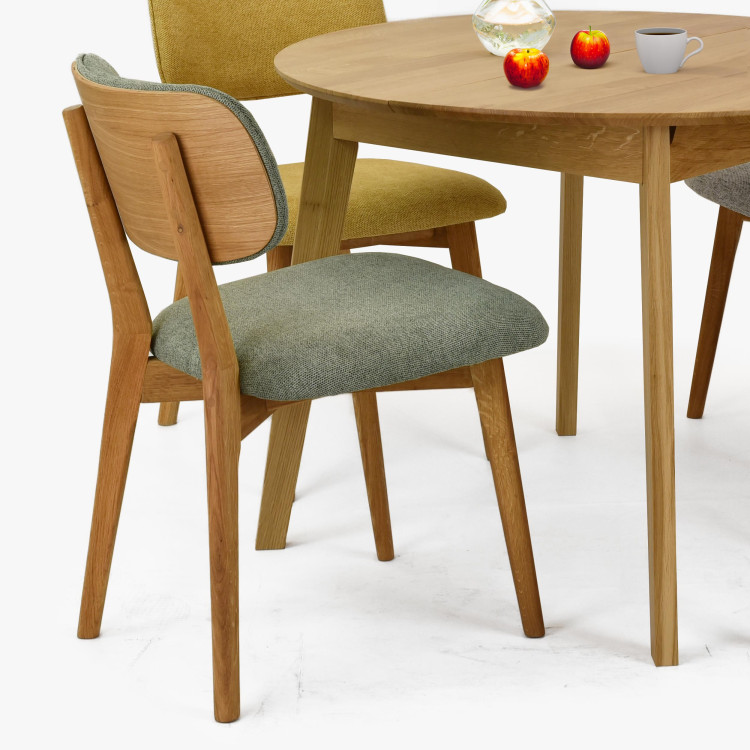 Fa tölgyfa kerek asztal kihúzható, matt lakkozású  - 7