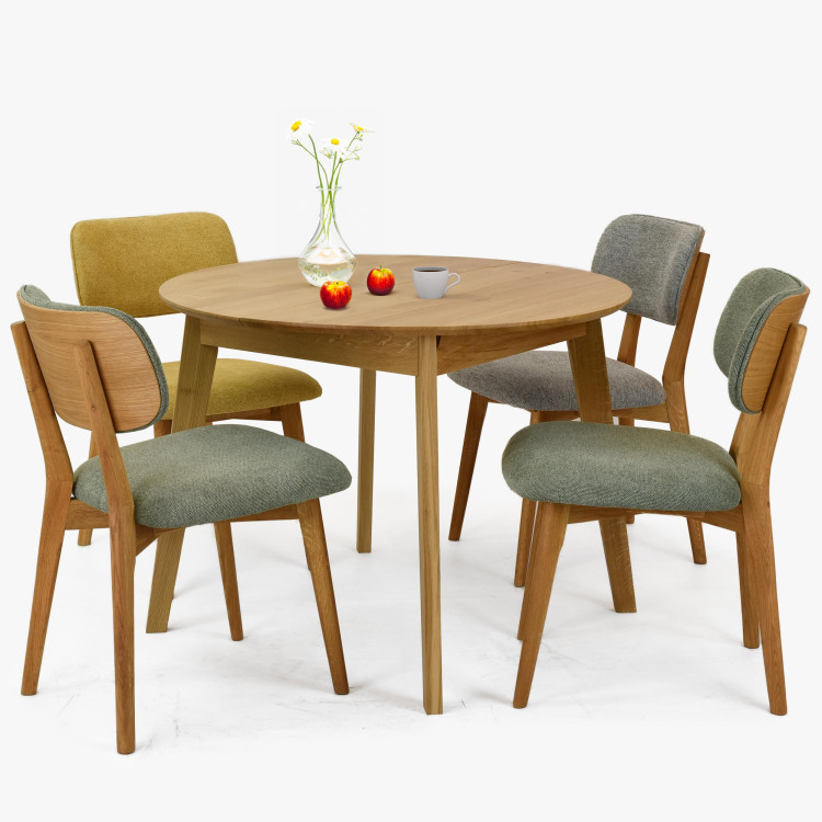 Fa tölgyfa kerek asztal kihúzható, matt lakkozású  - 8