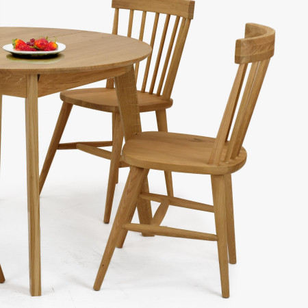 Fa tölgyfa kerek asztal kihúzható, matt lakkozású  - 9