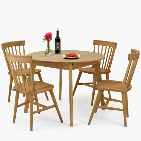 Fa tölgyfa kerek asztal kihúzható, matt lakkozású  - 11