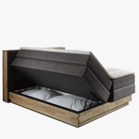 Boxspring ágy tárolóhellyel, Moneta 200 sötét  - 0