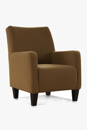 Espresso színű kárpitozott bükkfa lábú modern ergonomikus fotel