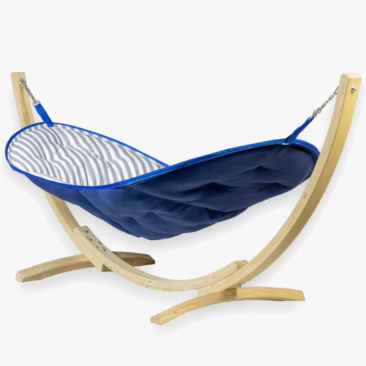 Hamak LUX fából készült állvánnyal, kék színben  - 0