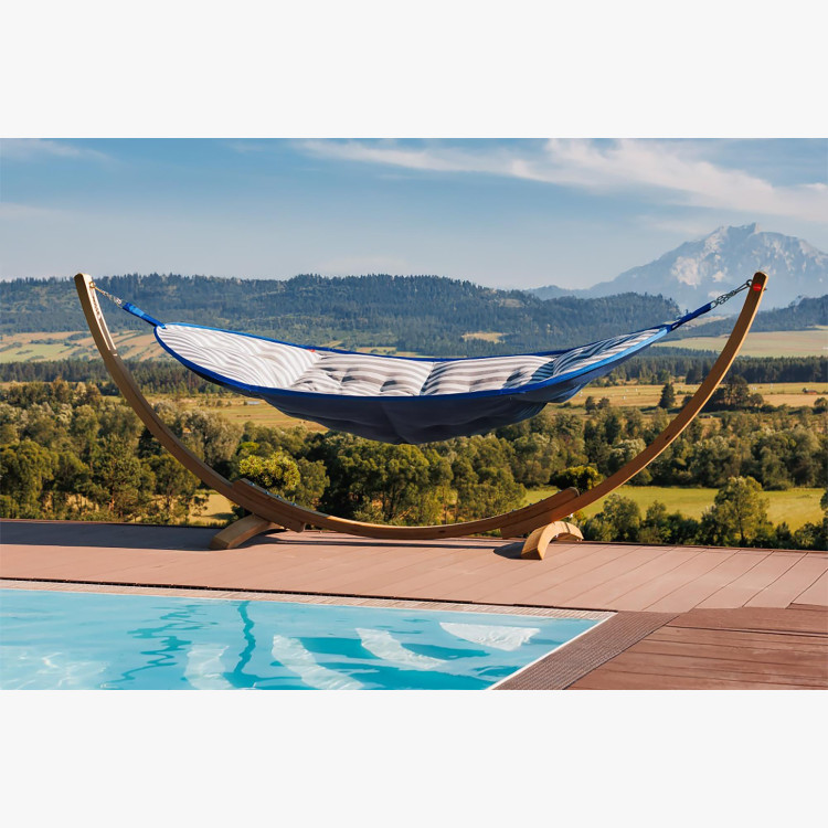 Hamak LUX fából készült állvánnyal, kék színben  - 3