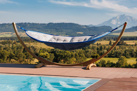 Hamak LUX fából készült állvánnyal, kék színben  - 3