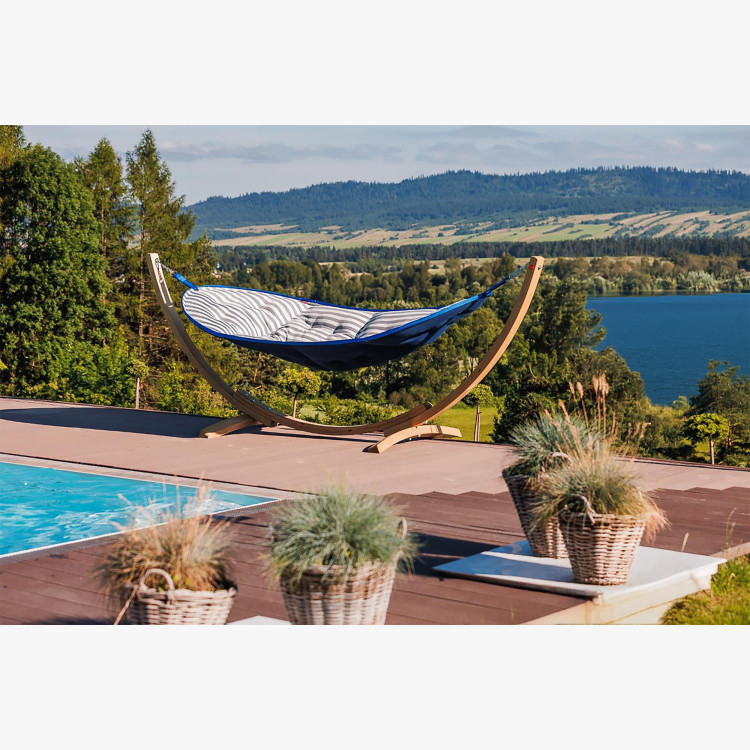 Hamak LUX fából készült állvánnyal, kék színben  - 4