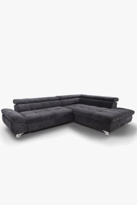 Modern sarok ülőgarnitúra keményfa vázzal, állítható fejtámlákkal