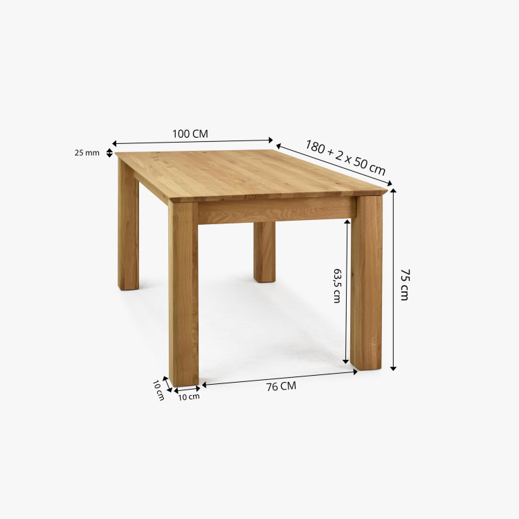 Fa kihúzható asztal 180 x 90 cm, + 100 cm  - 15