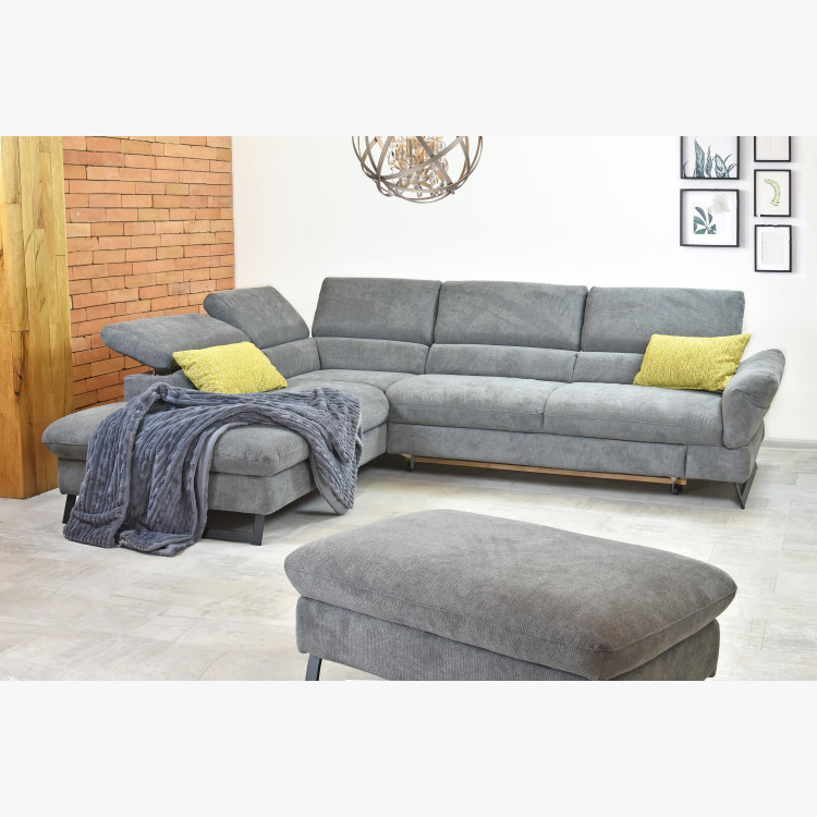 Sarokkanapé ágyazható funkcióval, Haiti, szövet, bal sarok, szürke  - 3