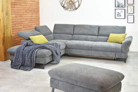 Sarokkanapé ágyazható funkcióval, Haiti, szövet, bal sarok, szürke  - 3