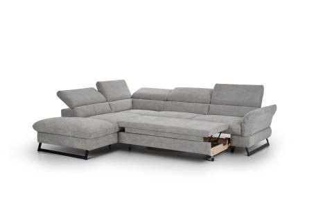 Sarokkanapé ágyazható funkcióval, Haiti, szövet, bal sarok, szürke  - 5