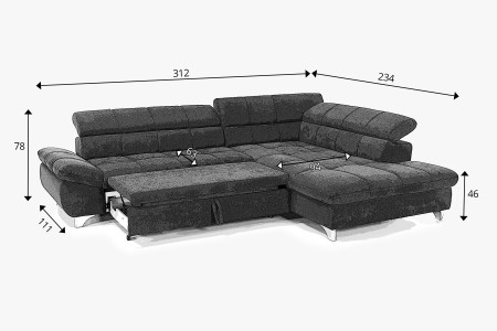 Sarokkanapé alvás funkcióval, jobb sarok  - 2